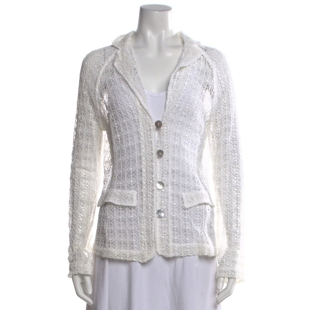STUNNING Anne Fountaine Womens Size 36 XS White Long Sleeve Button Up Top